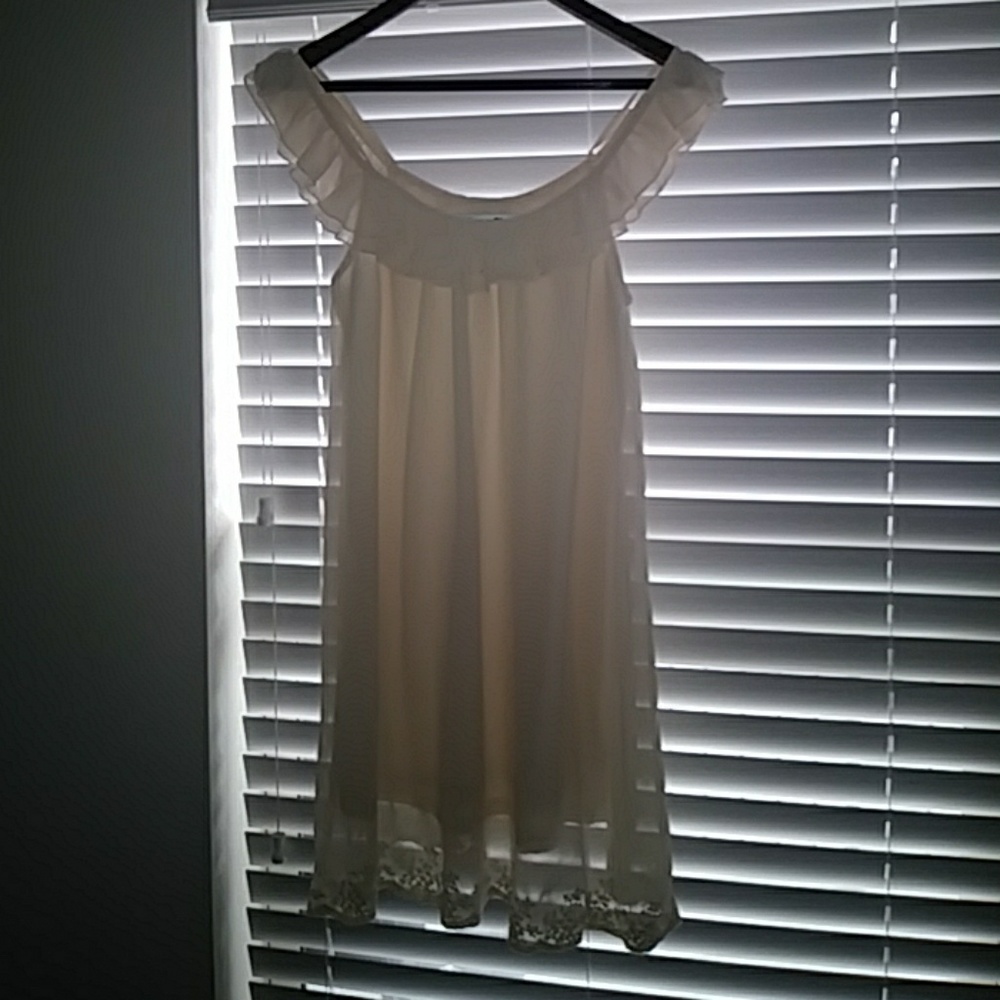 Forever 21 S Ivory Embroided Dress Sheer lined